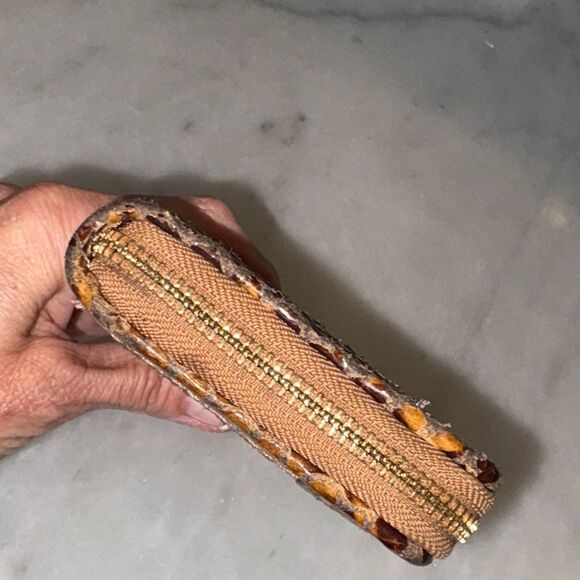 Michael Kors Wallet Leather Snake Moxley Brown Python Full Zip Continental - Picture 7 of 16